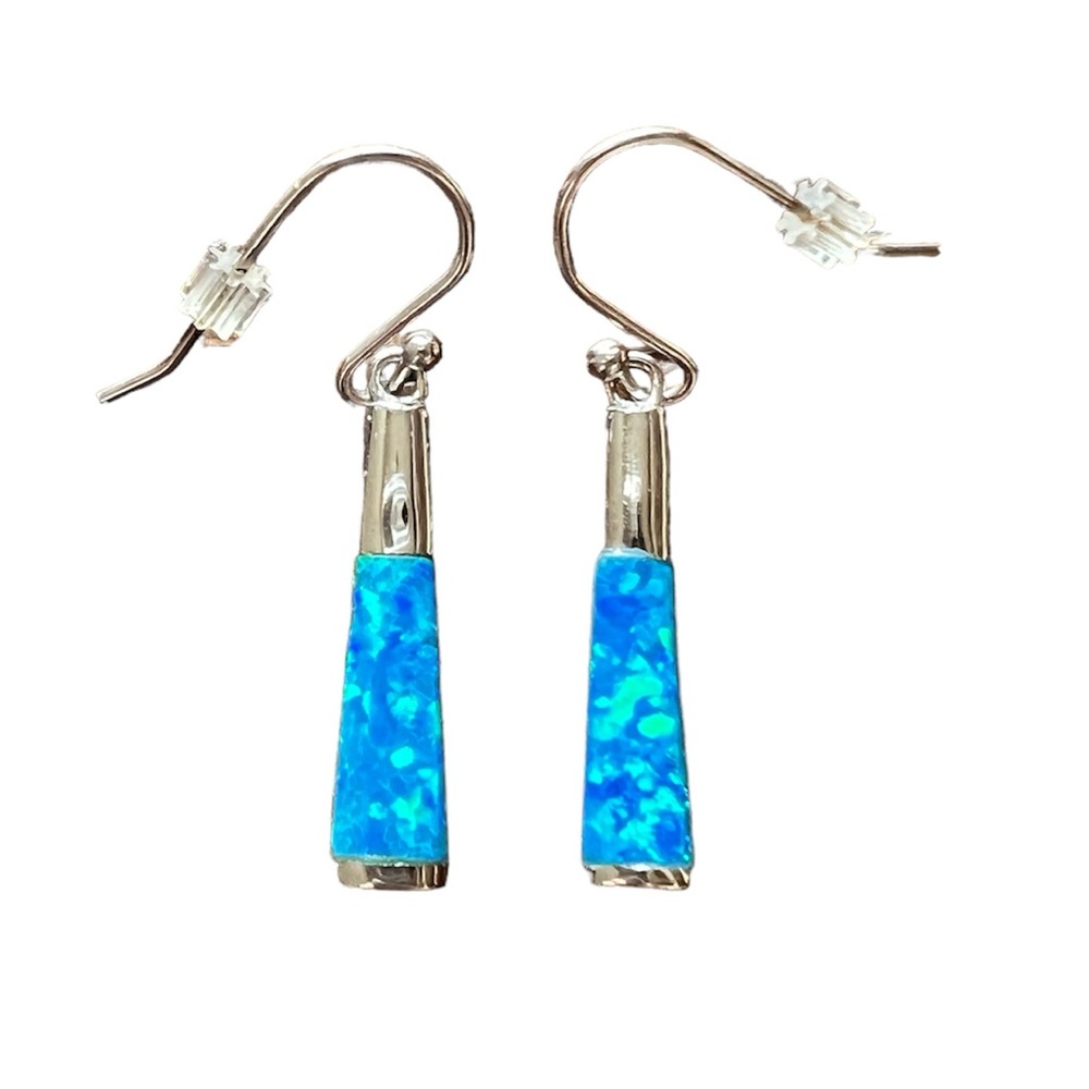 Blue opal drop earrings, 925 silver